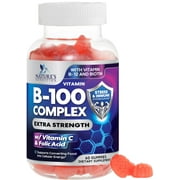 B Complex Supplement Gummies with Vitamin C & Folic Acid, Extra Strength Super Vitamin B Gummy with Niacin, B6, Folic Acid, B12, Biotin, Nature's Energy Immune Support Supplements - 60 Gummies