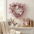 16 Inch Mom's Day Heart Wreath Spring/Summer Pink Rose Wreath with Sign ...