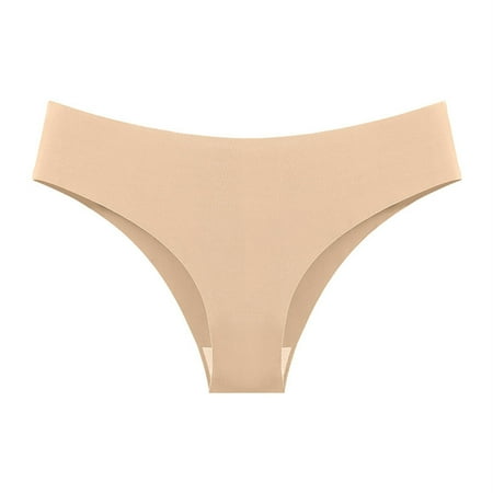 Mifelio Thongs for Women European and American Women s Briefs Female Non Pants Female Ice Silk Buttocks Lady Thong Panties for Women  Womens Underwear Beige S