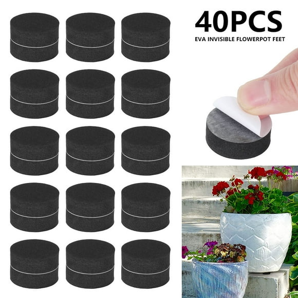 ODOMY 40Pcs Invisible Plant Pot Feet Black Garden Flower Pot Risers for Indoor and Outdoor Plant and Flower Pots