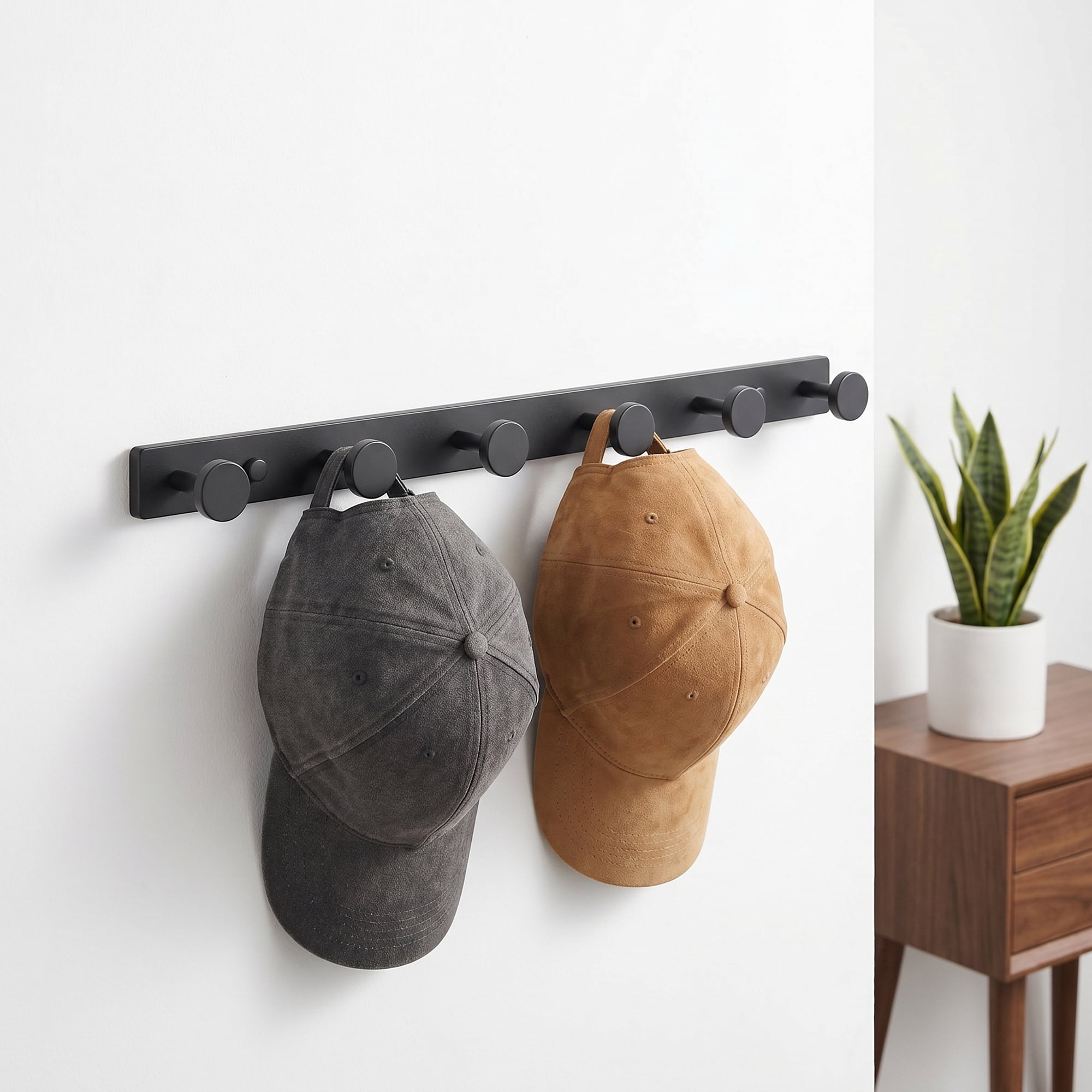 Unique Bargains Coat Rack Wall Mount Aluminum Hook Hat Rack for Entryway Black 16.1" x 1.2"