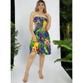 thumbnail image 4 of LA LEELA Women's Summer Smocked Mini Flowy Beach Tube Dress One Size Royal, Tropical, 4 of 4