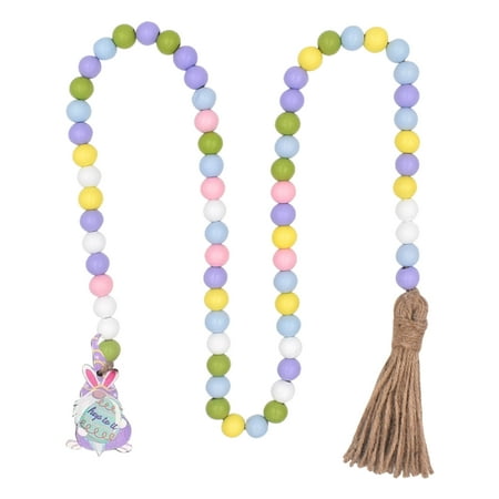 

Easter Wood Beads Set Colorful Loose Beads Diy Accessories Tassel Colorful Ribbon Home Pendant Party Decorations