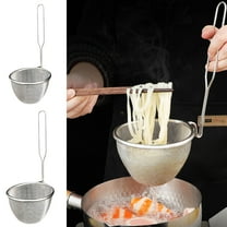 Msgweeeg Kitchen Strainer Stainless Steel Colander Heavy Duty Rust Resistant Fine Mesh Noodle Skimmer Ramen Spoon Pasta Strainer Fry Basket Large Mesh Strainer for Boiling Frying Draining