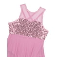 thumbnail image 4 of LiiYii Kids Girls Sequined Lyrical Ballet Dance Dress Sleeveless Cutout Back Irregular Tulle Skirt Pink 6, 4 of 7