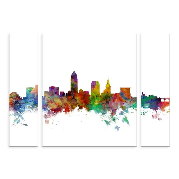 Trademark Fine Art 'Cleveland Ohio Skyline' Multi-Panel Canvas Art Set by Michael Tompsett