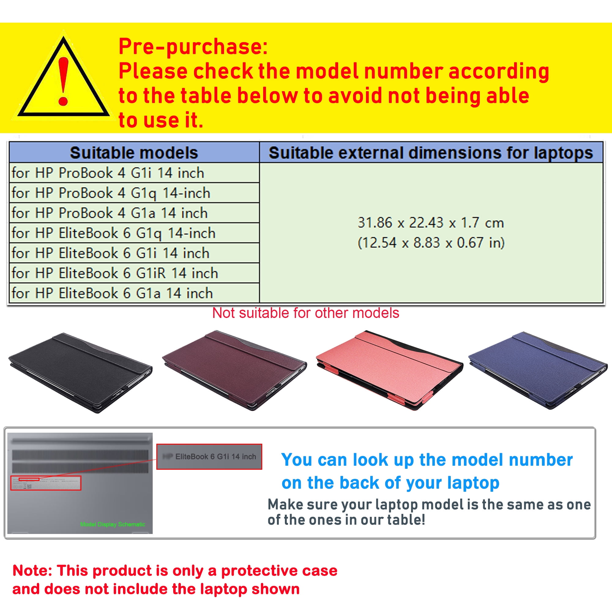 LIMIYUE Laptop Case Cover for HP EliteBook 6 G1q G1i  G1iR G1a 14 inch & for 14'' ProBook 4 G1i /G1q /G1a Sleeve,PU leather Protective Shell Notebook PC Bag accessories