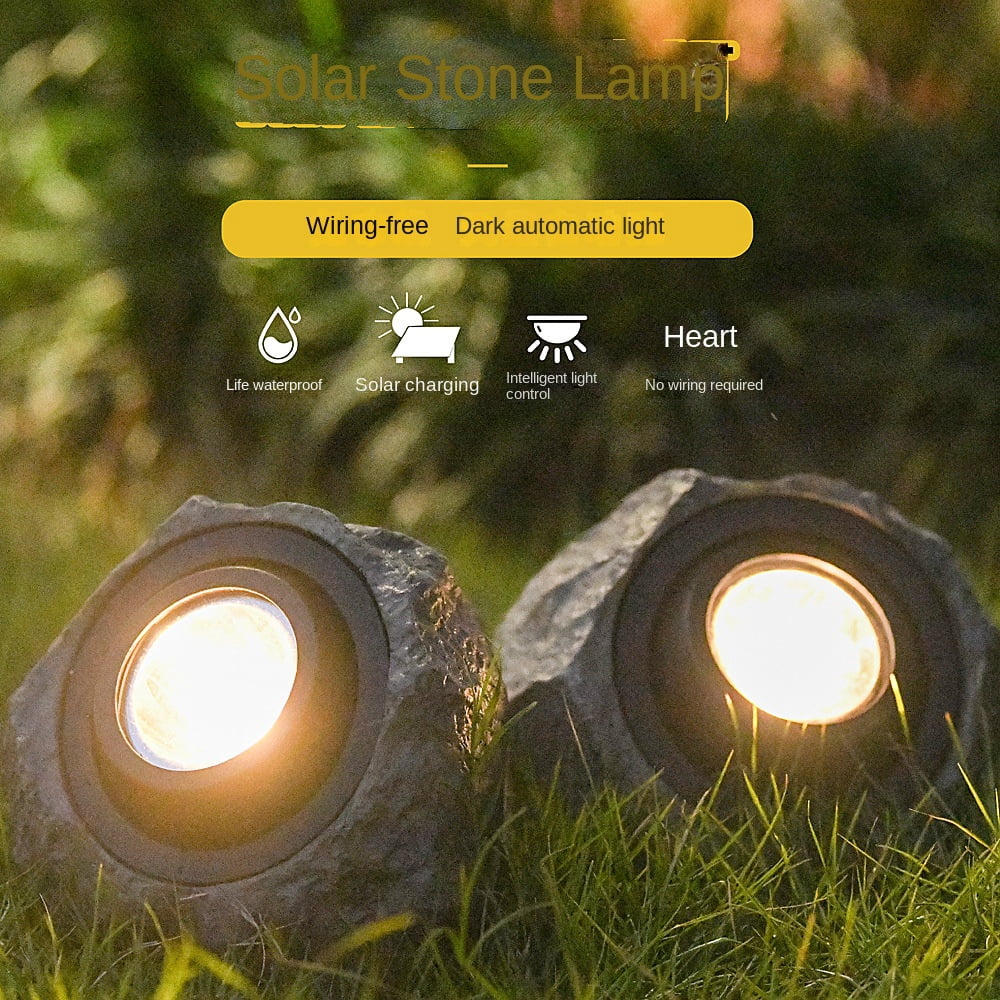 Solar-Powered LED Decorative Rock Lights, Outdoor Garden Landscape Lighting for Yard, Pathway, or Lawn, Waterproof, Auto On/Off, Realistic Stone Design, Easy Installation