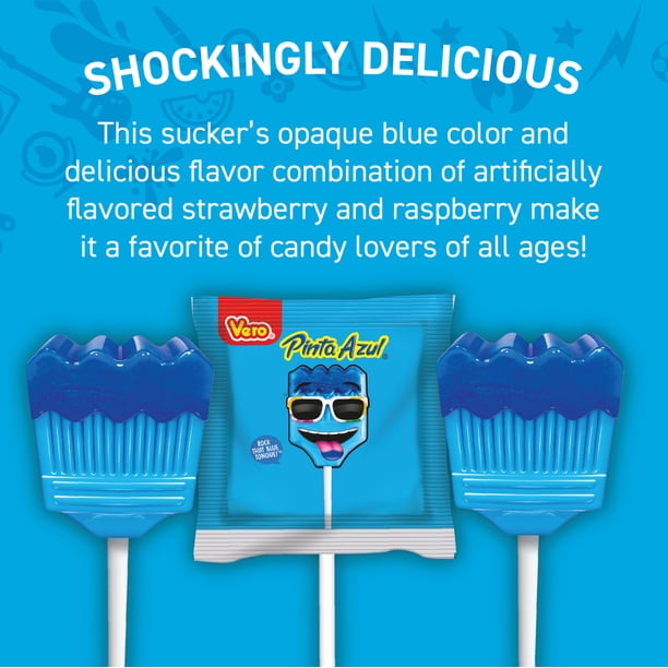 Vero PintaAzul Strawberry Raspberry Candy Lollipops, 40 Count