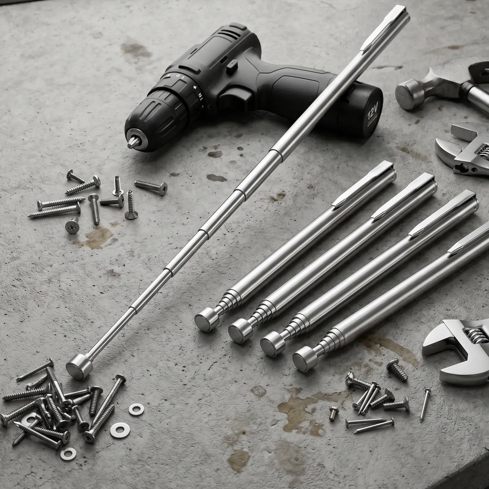 30PCS Telescoping Magnetic Pick up Tool 25.59" Grabber Reacher Tool with Pocket Clip Telescopic Retrieving Magnet Present for Man Father Mechanic Handyman Husband (Silver)