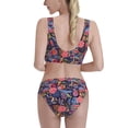thumbnail image 5 of High Waisted Bikini Sets For Women, Red Blue Flower Paisley Swimsuits Tummy Control, Two Pieces Bathing Suit, 5 of 8