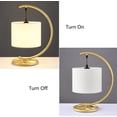 thumbnail image 3 of FSLiving Modern Table Lamp with Timer Plug in Cord Bedside Lamp for Bedroom Decor Nightstand Lamp with Fabric Shade for Living Room,Dorm,Home Office (White & Gold) - 1 Pack, 3 of 7