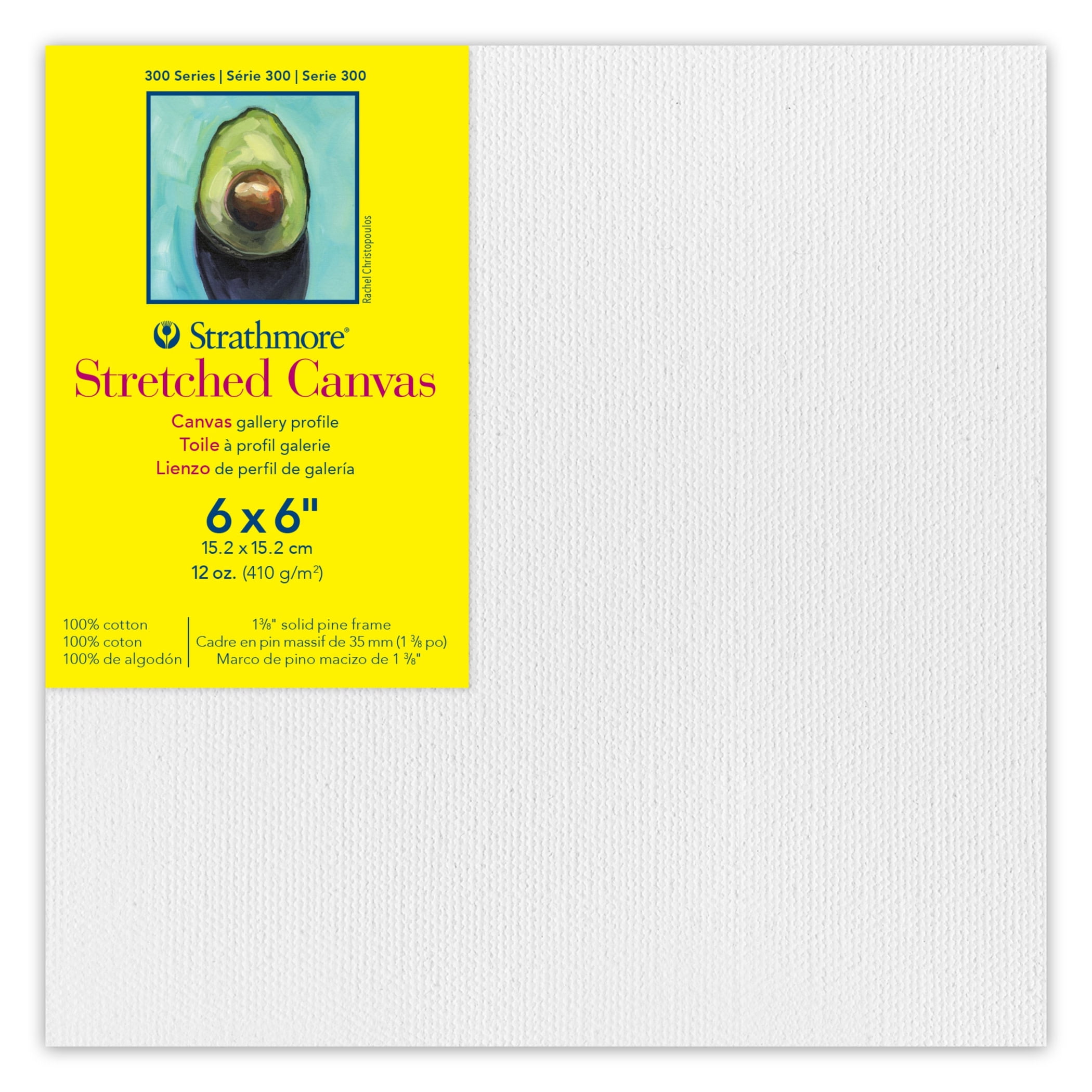 Strathmore 300 Series Gallery Stretched Canvas, 6x6 inch, 3 Count
