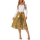 thumbnail image 2 of Falda midi de cóctel brillante y con lentejuelas de cintura alta para mujer Inspire Chic M dorada, 2 of 6