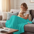thumbnail image 4 of Turquoise Throw Blanket for Couch, Soft Lightweight Flannel Fleece Blanket, Modern Pure Turquoise Microfiber Plush All Season Decorative Blankets Gifts for Sofa Bed 50"x60", 4 of 9