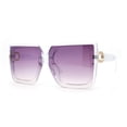 thumbnail image 1 of Womens Exposed Half Rim Square Butterfly 90s Designer Sunglasses Clear White Purple, 1 of 4