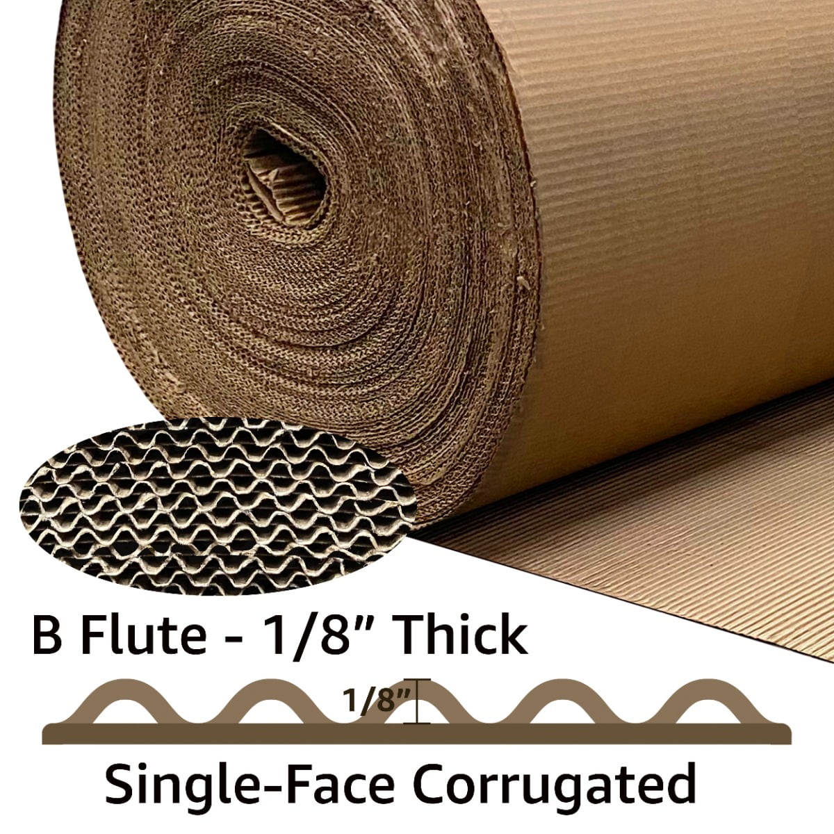 UOFFICE Corrugated Wrap 48" x 250' x 1/8" Thick - B Flute - Brown Cardboard Wrap