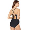 thumbnail image 2 of Athena Women's V-Neck One Piece Swimsuit, Solids Black, 14, 2 of 2