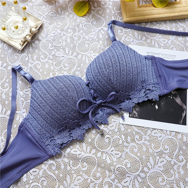 Coiry Sexy Cotton Women Brassiere Panties Sets Chest Strap Wireless Push Up  Underpants 