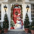 thumbnail image 3 of FastXmas Christmas Door Covers Ornament 2.95*6 Ft Red Merry Christmas Door Covers Washable Elastic Fabric Balls with Snowflakes Pattern Christmas Door Covers for Front Door Cover Festive Party Home, 3 of 5
