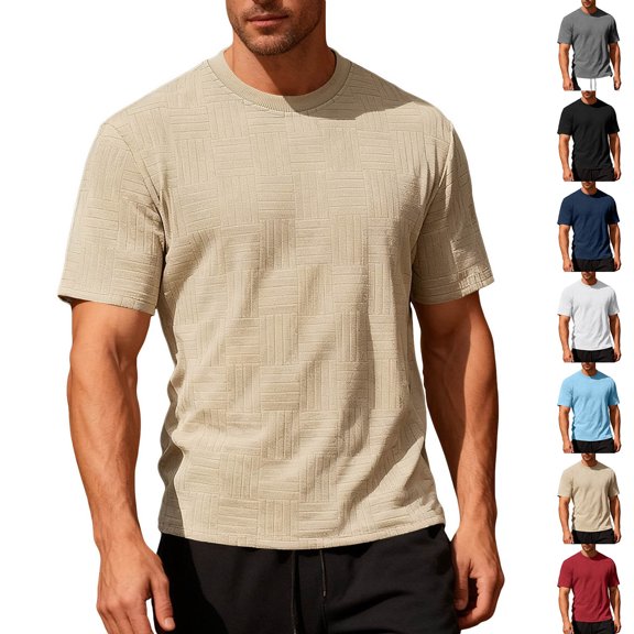 Kojanyu Men's Basic Solid Stretch Crew Neck Short Sleeve T-Shirt, Sizes S-3XL