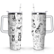 Gift for Dog Lovers Cute Dog Tumbler for Women - 40oz Dog Tumblers with Handle Straw and Lid Tumbler Cup Travel Coffee Mug