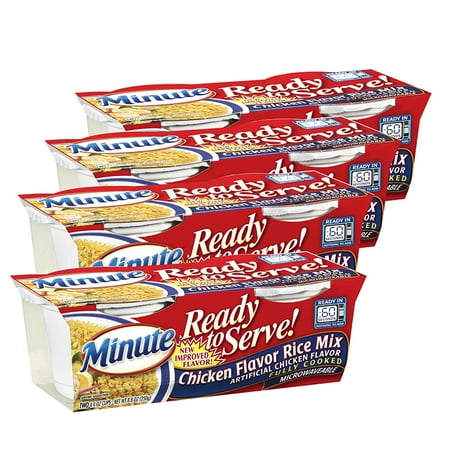 - (4 Pack) Minute Rice, Chicken Flavor, 4.4 oz, 2 Count Cups