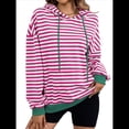 thumbnail image 1 of Sudadera con Capucha A Rayas para Mujer, Estilo Adolescente, para Otoño. Rosa Roja S, 1 of 10