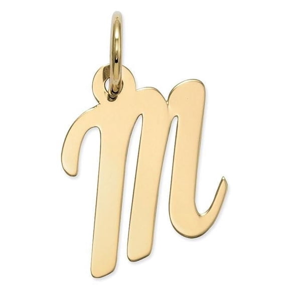 Finest Gold 8-11 x 17 mm 14K Yellow Gold Small Script Initial M Charm