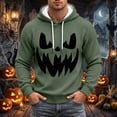 thumbnail image 3 of Halloween Hoodies for Men Long Sleeve Casual Funny Pumpkin Face Graphic Hoodie Waffle Pullover Sweatshirt, 3 of 6