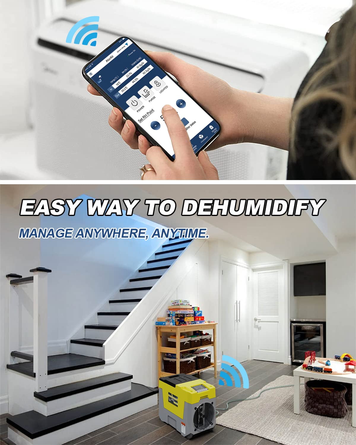 ALORAIR 180 Pints Commercial dehumidifiers with Pump Smart WiFi Control, Storm LGR 850X Industrial Dehumidifier for Water Damage Restore, Basement, Garage, Crawl Space, with 5 Years Limited Warranty