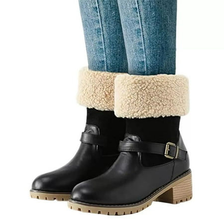 

hotio 2024 Fashionable flip through hairy belt buckle short boots