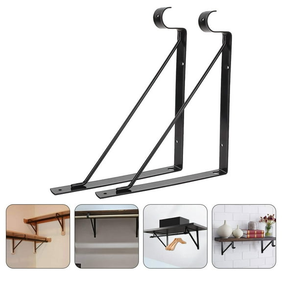 WHAMVOX 2pcs Shelf Brackets Floating Shelves Supports Floating Shelf Bracket Hook Design Wall Shelf Metal Brackets