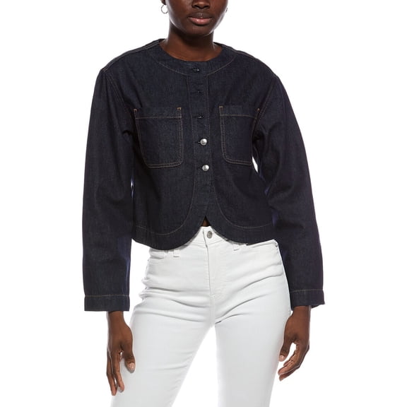 Madewell womens Curved Hem Button Jacket, s, Blue