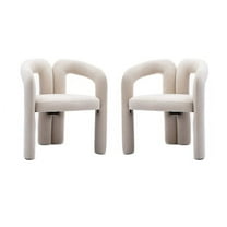 Donext Contemporary Velvet Fabric Upholstered Accent/Dining Chair /Barrel Side Chairs Kitchen Armchair set of 2, Beige