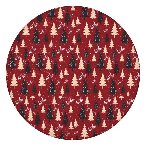 Red Christmas Tree Pattern Round Fitted Tablecloth with Elastic Edge,Dining Table Cover Waterproof,Outdoor Round Tablecloth for Camping,Dining,Indoor and Outdoor