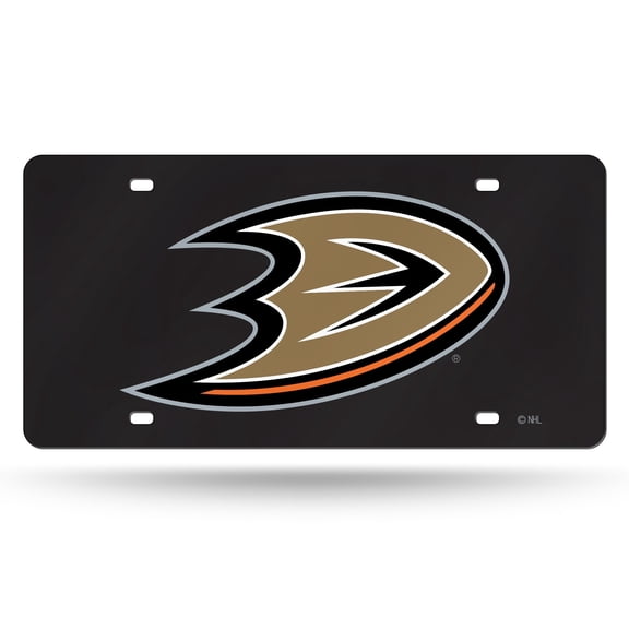 Anaheim Hockey Ducks Black Mirror Look Acrylic License Plate Laser Tag