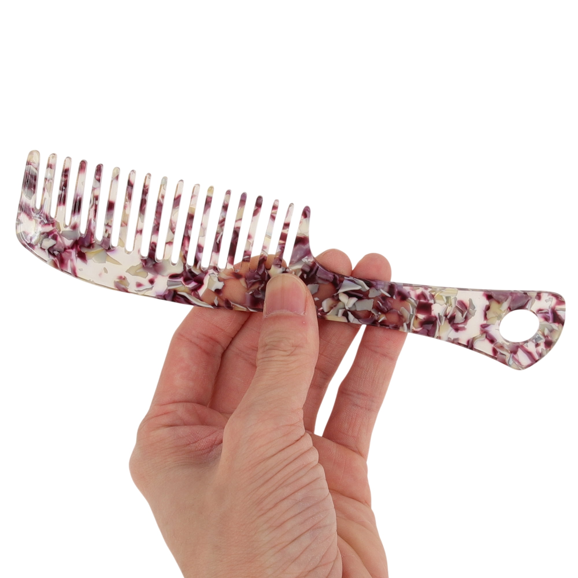 Unique Bargains 1 Pc Portable Long Handle Hair Comb for Making hair Smooth Purple, White