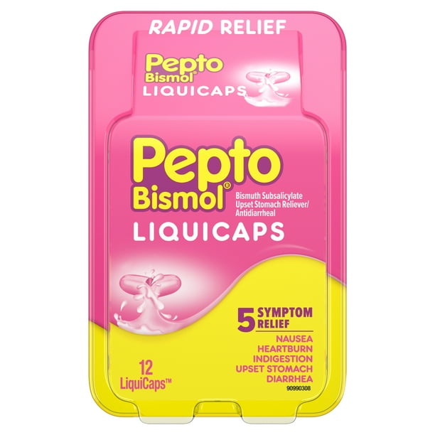 Pepto Bismol LiquiCaps Relief for Upset Stomach and Diarrhea, 12 ct