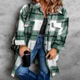 thumbnail image 2 of Women‘s 2023 Plaid Shacket Jacket Long Sleeve Button Down Shirts Fashion Winter Wool Coats, 2 of 6