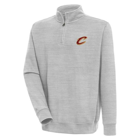 Men's Antigua  Heather Gray Cleveland Cavaliers Victory Quarter-Zip Pullover Top
