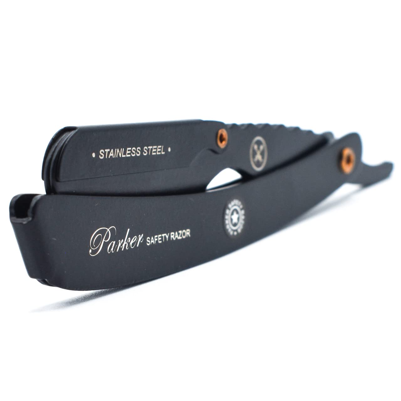 Parker SRXBLK Stainless Steel Clip Type Barber Straight Barber Razor & 5 - Black Finish - **JUST INTRODUCED FOR 2023**