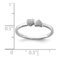 thumbnail image 4 of Sterling Silver Rhodium Plated Diamond Double Heart Stackable Ring QR4669, 4 of 5