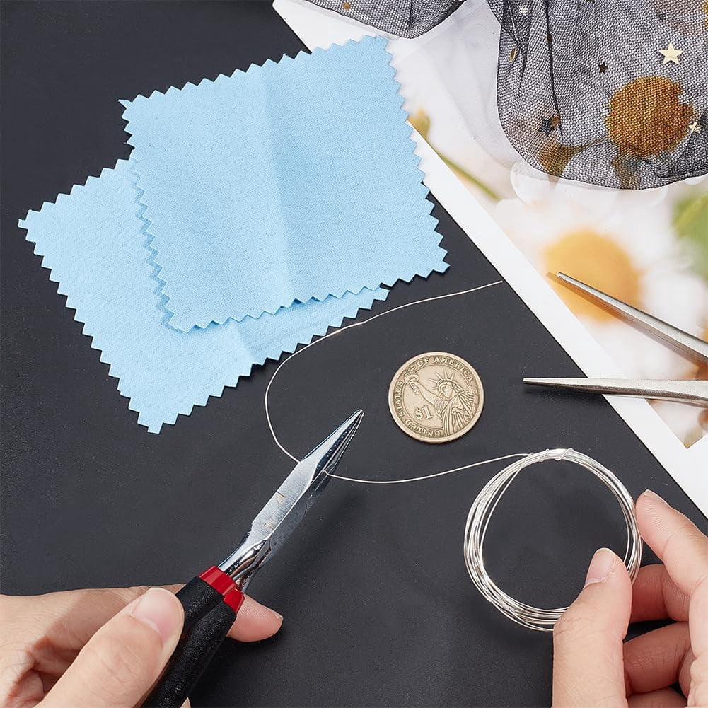 28 Gauge 925 Sterling Silver Wire 0.3 mm 9 FT Dead Soft Round Jewelry Wire with Polishing Cloth for DIY Jewelry Making Silver