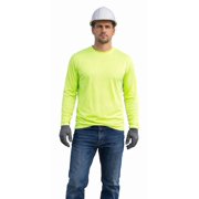 2 Pack-Hi Vis Green Long Sleeve Work Safety High Visibility T-Shirt Size:Large