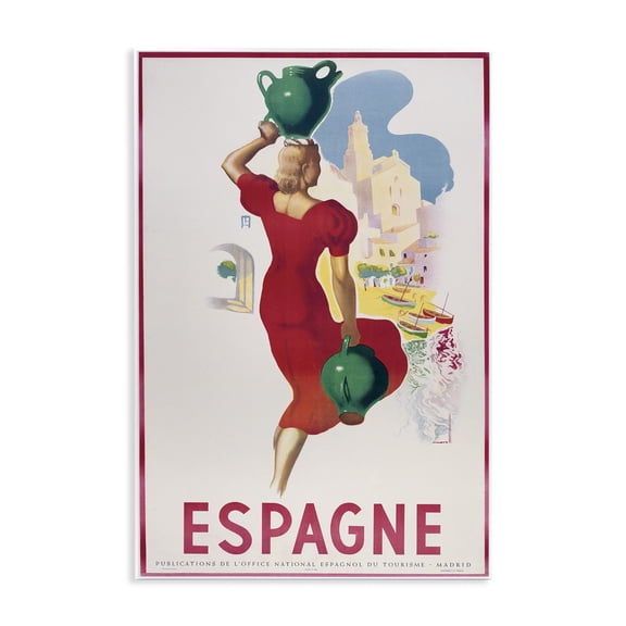 Stupell Industries Vintage Spain Travel Advertisement People Painting Unframed Art Print Wall Art, 10 x 15