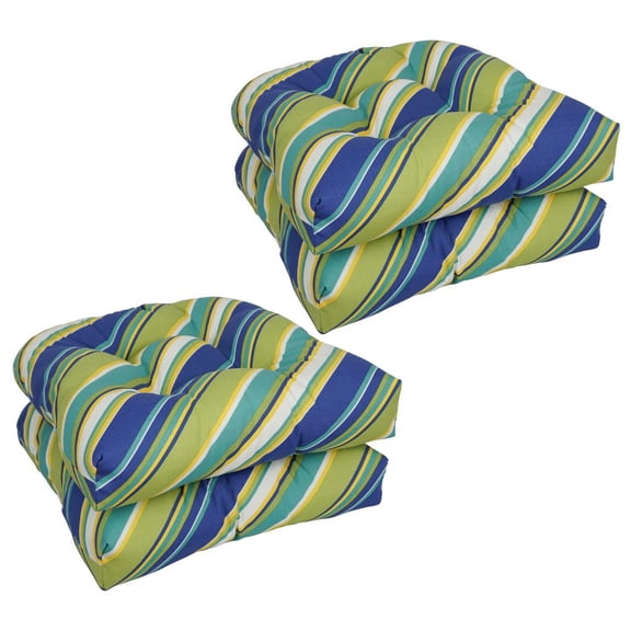 Blazing Needles 93184-4CH-OD-104 19 in. U-Shaped Dining Chair Cushions, Browning Sunblue - Set of 4