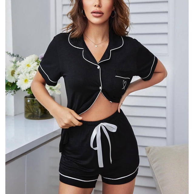 Conjunto De Pijama De Pieza De Verano,Pijamas De Manga Corta para Mujer Conjunto De Pijamas De Manga Corta Pijamas De Manga Corta para Mujer Salida De Alta Intensidad