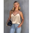 thumbnail image 2 of Ekouaer Silk Tank Top for Women Mesh V Neck Satin Camisole Silky Sleeveless Tank Cami Shirt, 2 of 6