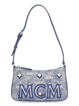 MCM Signature Berlin Gold Diamond Logo Leather Mini Round Top Tote  Crossbody Bag 